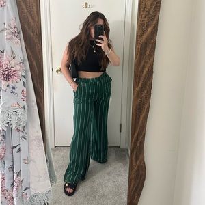 BNWT H&M Green Pinstripe High Waisted Wide Leg Trousers